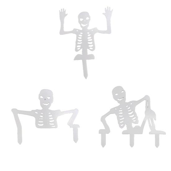 

1 Set Skeleton Garden Stakes Halloween White Skeleton Decorations Spooky Planter Insert