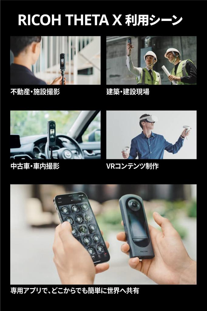 RICOH THETA X Model aparatu w kolorze metalicznej szarości w THETA Duży wyświetlacz LCD Do 60 MP Zdjęcie Do Wyposażony w Obraz 46 GB Wewnętrzny Produkt 256433