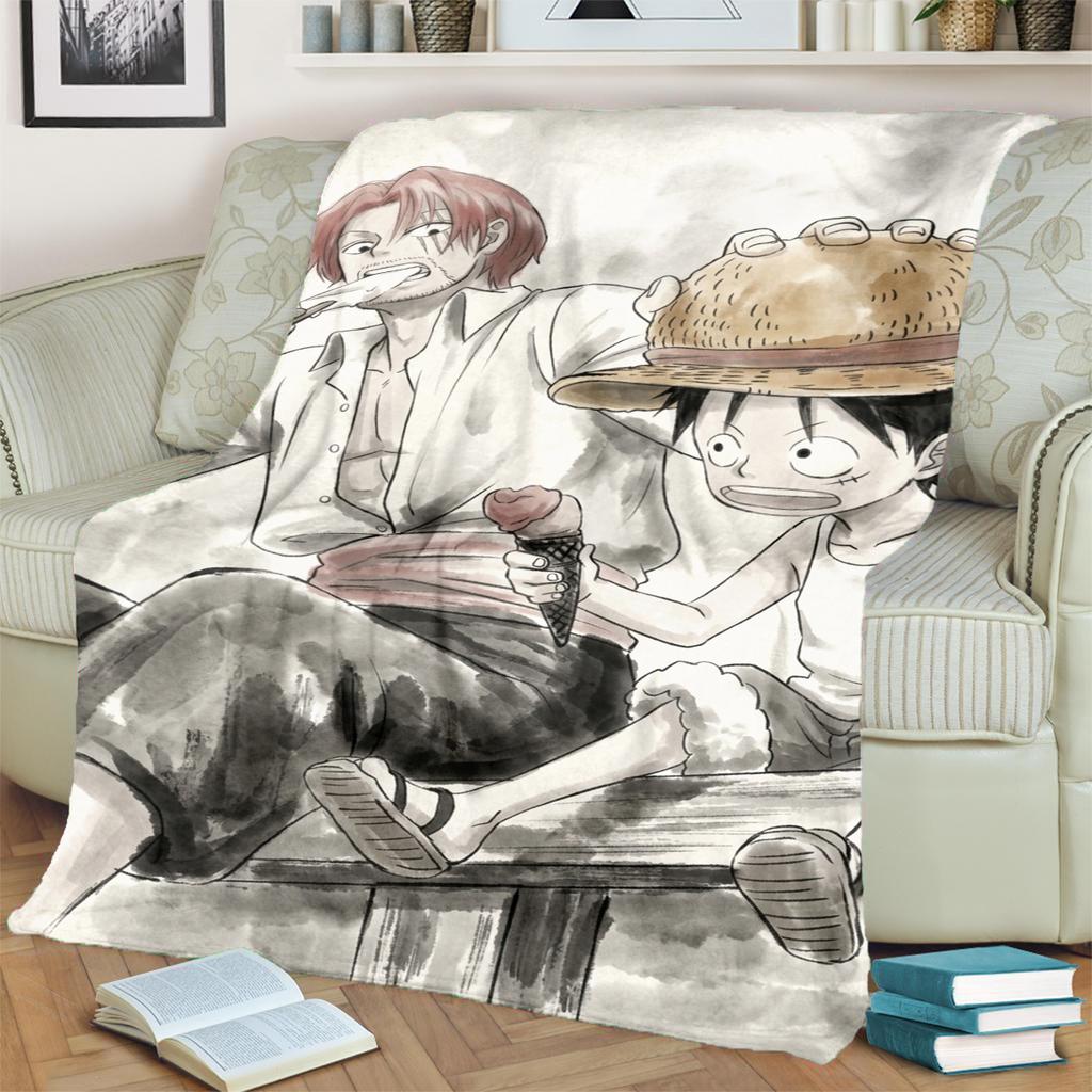 Comfortable Warm Flannel Blanket "ONE PIECE" Theme for Sofa, Bed and Travel Use