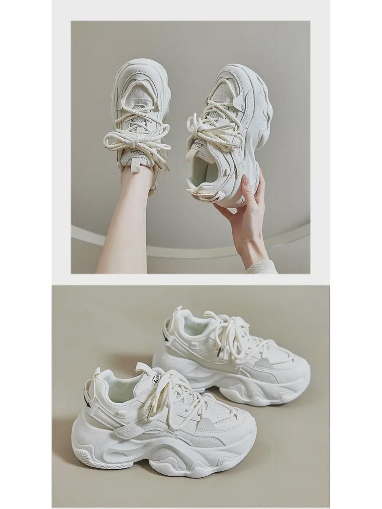 FB3306 Tênis de Pai Coreano Feminino Primavera 2025: Ténis de Corrida de Sola Grossa que Aumentam a Altura