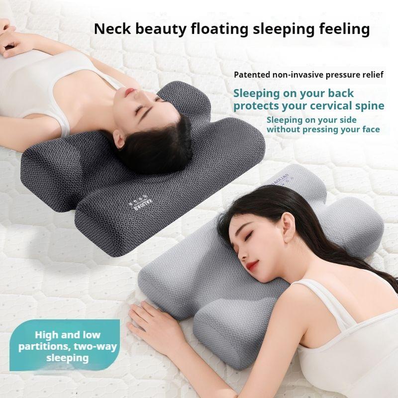 1 oreiller cervical ergonomique pour le soutien de la colonne cervicale, adapté aux personnes dormant sur le côté, au dos et au cou pendant le sommeil.