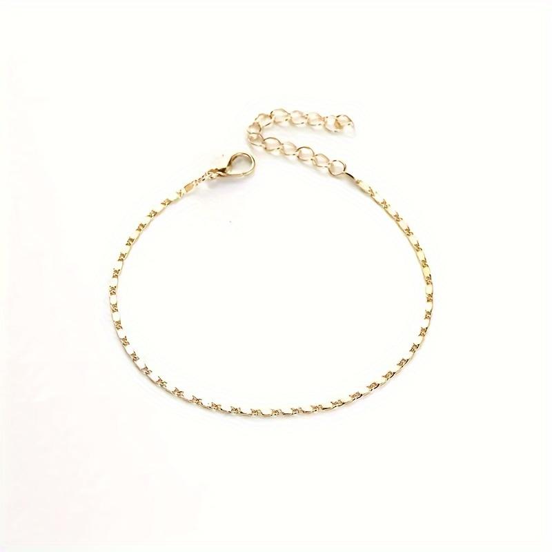 Women's Vintage Sequin Flat Chain Anklet, Minimalist & Versatile Summer Foot Jewelry