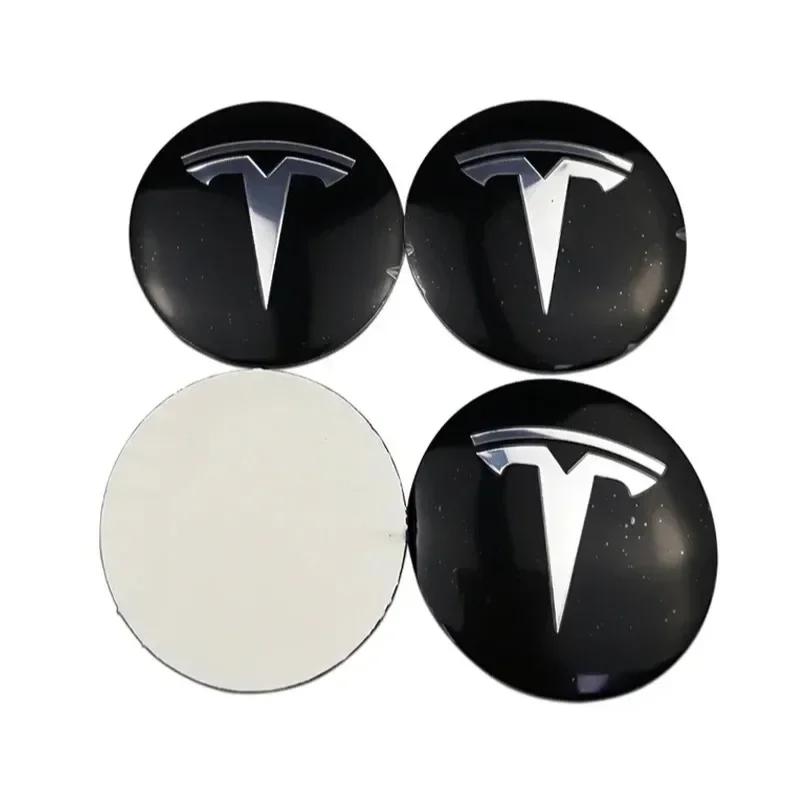 

4pcs 56mm 65mm Car Wheel Hub Center Caps Emblem Stickers for Tesla Model 3 Y S X Roadster P75D P85D P90D P100D Auto Accessories 56mm