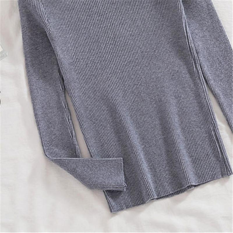 Frühling Herbst Slim Fit Gestrickte Pullover Frauen Lange Ärmeln Geraffte Stricken Tops Halb Hohen Kragen Stricken Pullover