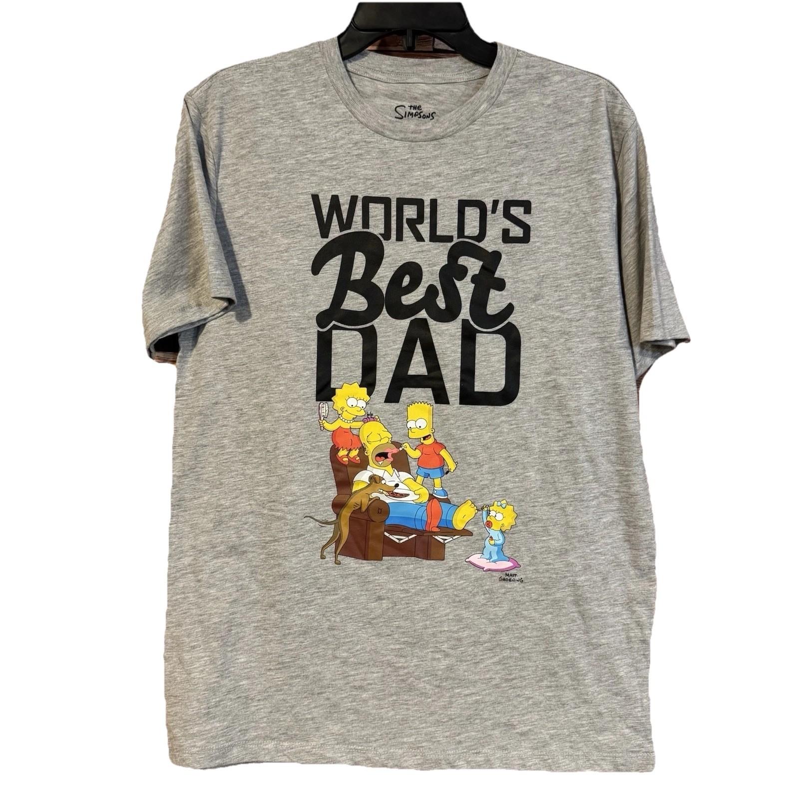 The Simpsons Shirt Mens Small S Worlds Best Dad Homer Bart Lisa Maggie Grey NWT Unisex T-Shirt S