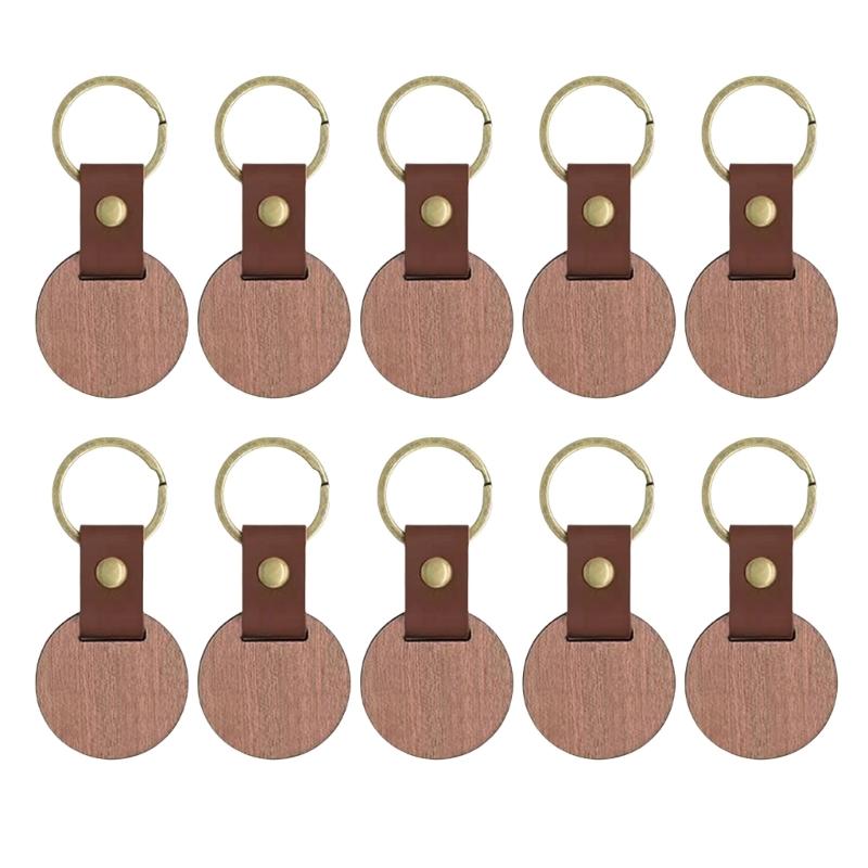 10Pcs Blank Wood Keychains Accessories Unfinished Rectangle Wood Plaque for DIY Crafts and Engraving
