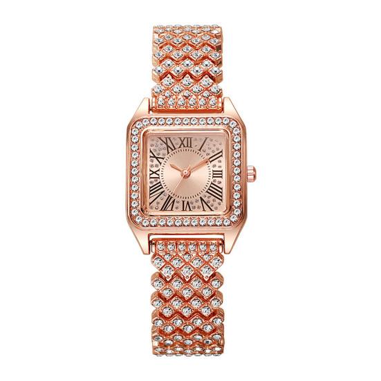 

Women s Square Crystal Watch High Accuracy Quartz Movement Rhinestone Paved Dial Scratch-Resistant Mineral Glass Alloy Case Elegant Ladies Watch for розового золота