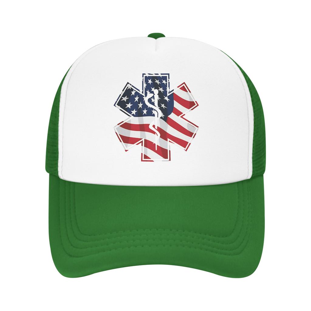 Summer Sun Hats Patriotic Paramedic EMT Star Of Life Caduceus With USA Flag Overlay Summer Baseball Cap Healthcar Snapback Cap