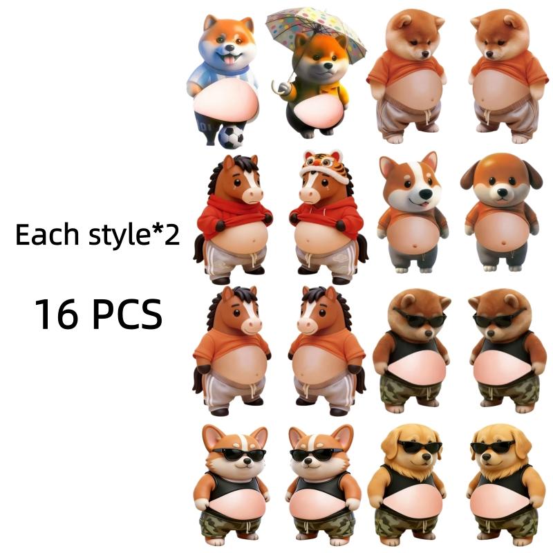 Cute Puppy 3D Belly Puffy Stickers DIY Soft Belly Squeezable Kitty Stickers Phone Case Decoration Children's Toy Birthday Gift