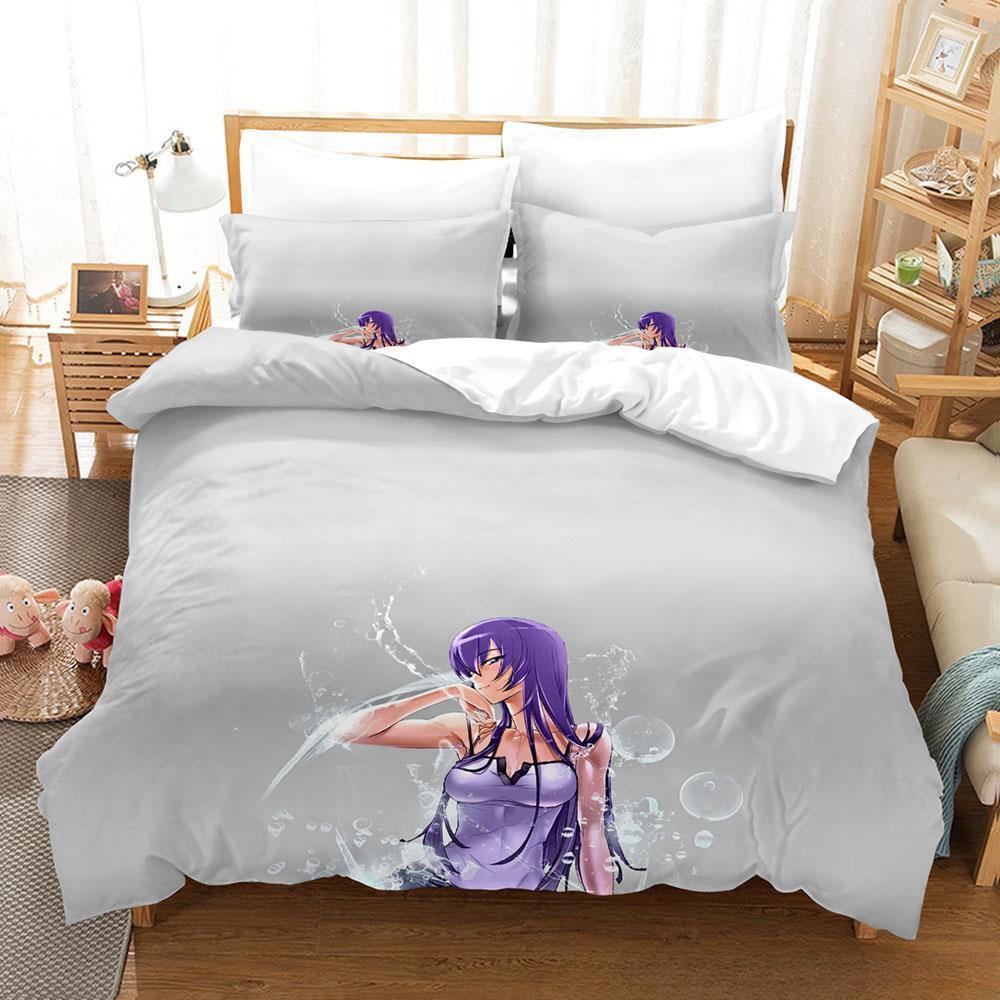 Anime Sexy Girl Highschool of the Dead Bedding Set Single Twin Full Queen King Size Bed Set Adult Kid Bedroom Duvet cover Sets