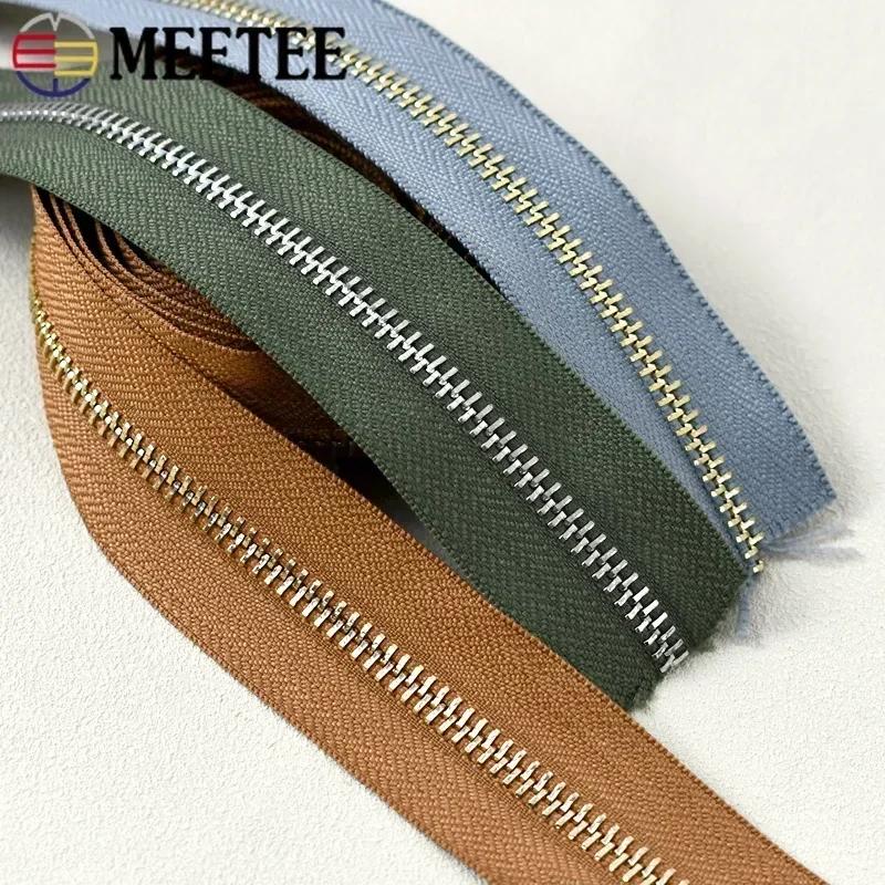 1-5 Yards 5# Meetee Metallreißverschlüsse zum Nähen Dekorativer Reißverschluss Meterware Kleidung Mantel Reißverschlussverschluss Reparatursets DIY Zubehör