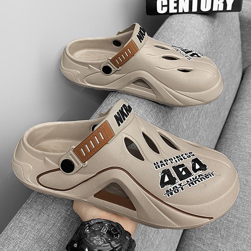 Hausschuhe Herren Atmungsaktiv Lässig Weiche Sohle Leicht Zwei Tragevarianten Strandsandalen Herren Hohler Zehenbereich Lochschuhe