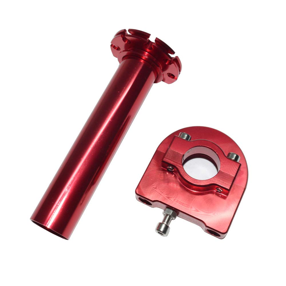 HANSWD Motorcycle CNC Aluminum 22mm Throttle Grip High Performance Twist Throttle Grip Cable Scooter Bike Pedal (Red)