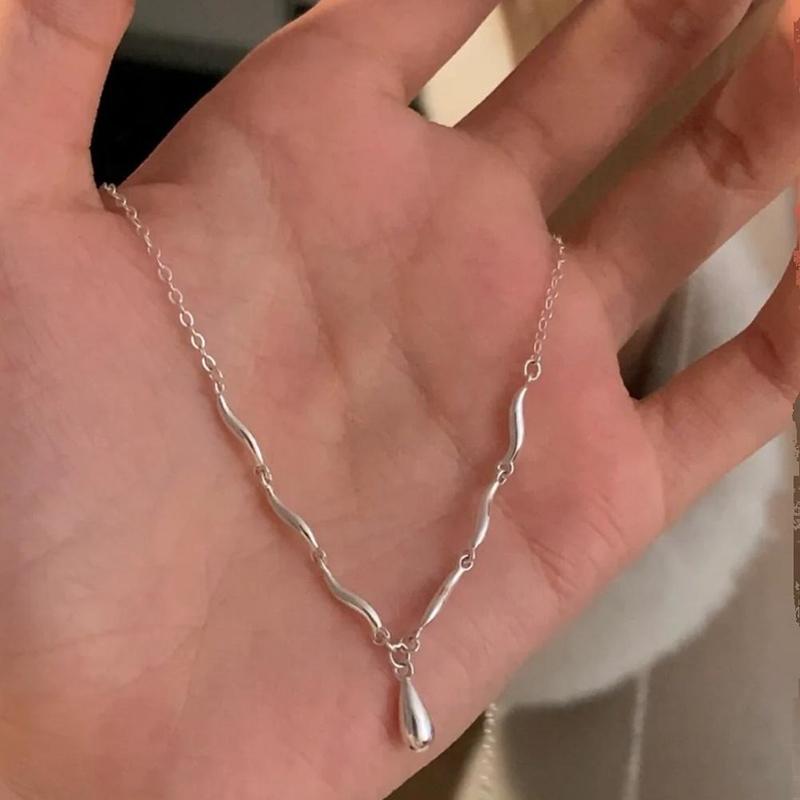 New 925 Sterling Silver Geometric Shape Necklace Simple Personality Charm Woman Pendant Choker Birthday Gift Exquisite Jewelry