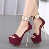 Sandali Estivi con Cinturino alla Caviglia Sexy con Plateau Tacco Sottile Scarpe da Spogliarellista da Festa Club Décolleté da Sposa da Donna