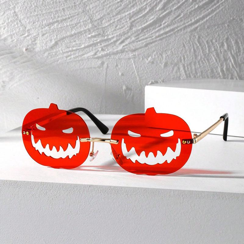 New Halloween Personality Pumpkin Sunglasses for Men and Women Tide Oval Box Hollow Funny Sunglasses WOMEN'S Sunglasses MEN'S Sunglasses