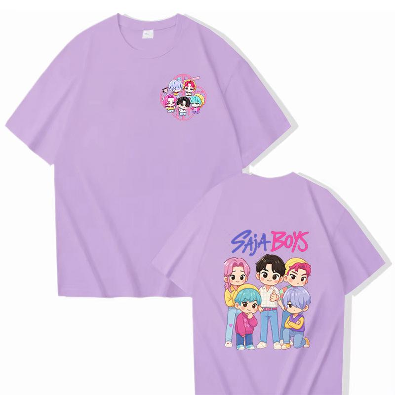 Kpop Demon Hunters Animation T-Shirt Summer Huntrix Saja Boys Street Style T-Shirts Casual Tshirt for Men Short Sleeve Clothing