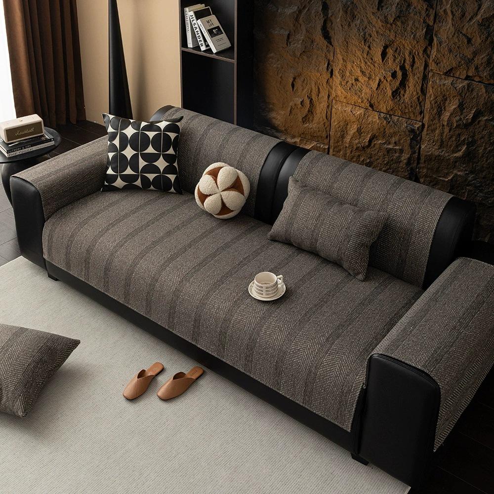 New Imitation Cotton And Linen Sofa Cover Pad High-End Non-Slip Leather Sofa Seat Cushion Anti-Cat Scratch Sofa Cover Cover Cloth