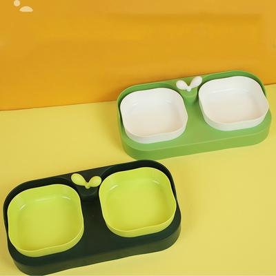Pet Supplies Haustier Katze Doppel Schüssel Material Cartoon Katze Gesicht Form Lebensmittel Wasser Fütterung Schüssel Nicht-slip Welpen Katze Feeder Zubehör