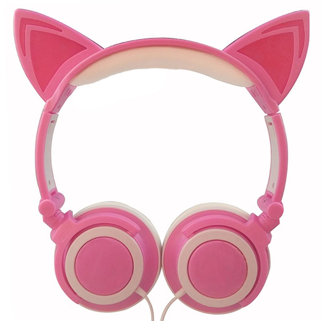 Foldable Cat Ear LED Music Lights Headphone Earphone headset for Laptop MP3