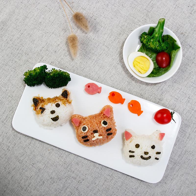 1Set Smiling Face Cat Rice Vegetable Roll Sushi Mould Creative Sandwich Vegetable Roll Tool Christmas Tree Halloween Party Mould