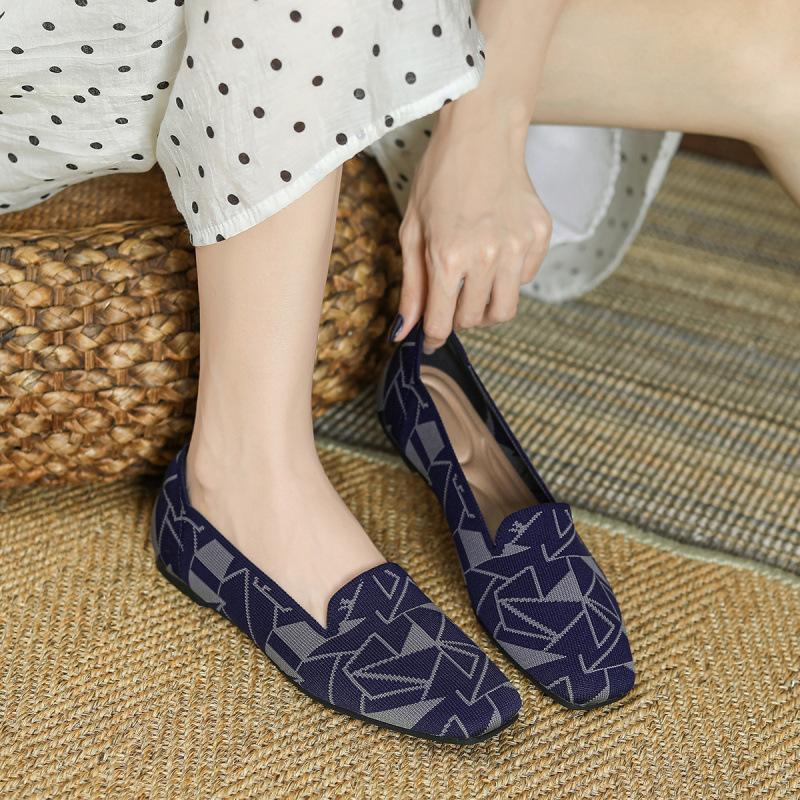 Square head flat sole single shoes women's new non-slip lazy shoes one pedal Doudou shoes
