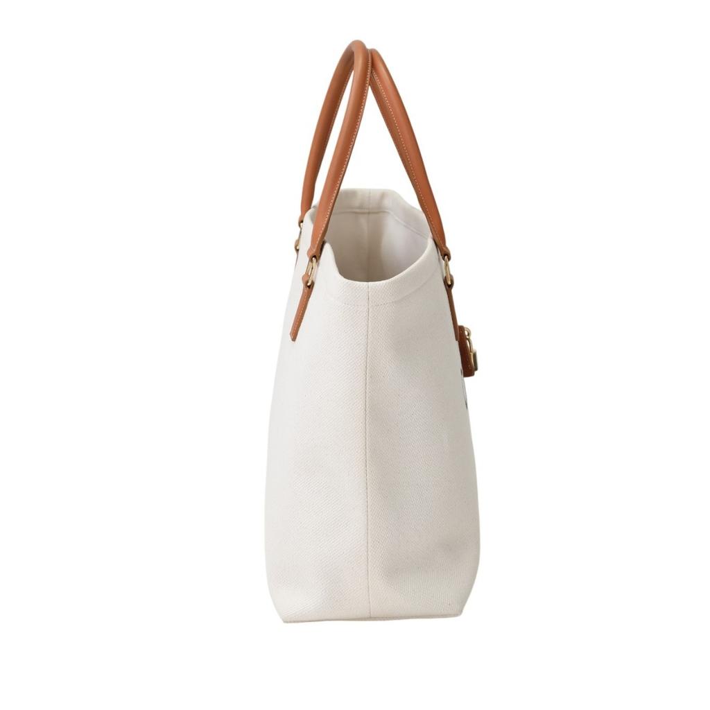 Celine Horizontalkava Tote Bag Canvas White Women 190062BNZ Used