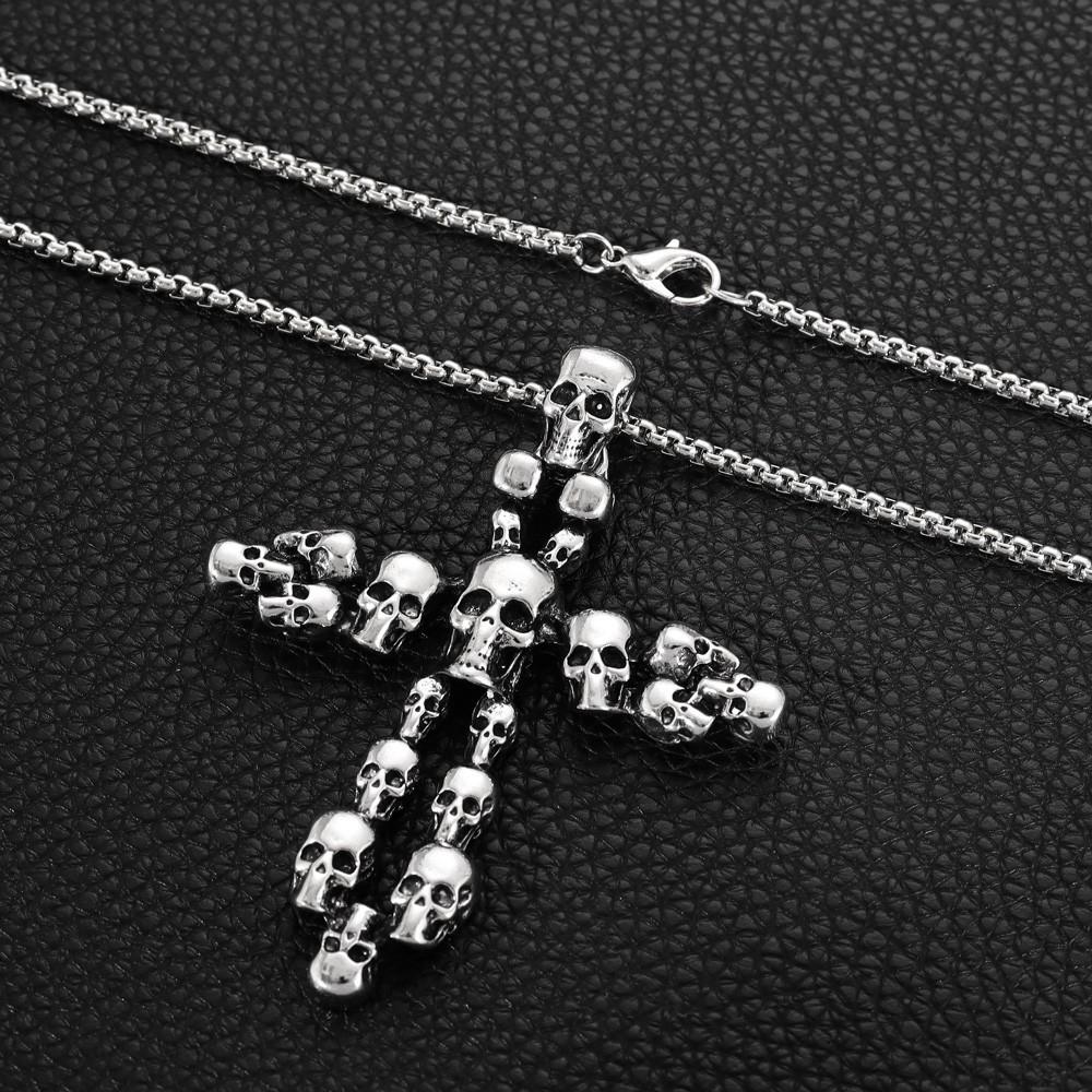 New Retro Cross Skull Pendant Necklace Niche Fashion Men's Necklace