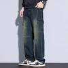 Men's Cotton Straight Cargo Jeans Trendy Multi-pocket Nostalgic Loose Trousers Man American Vintage Fashion Denim Pants