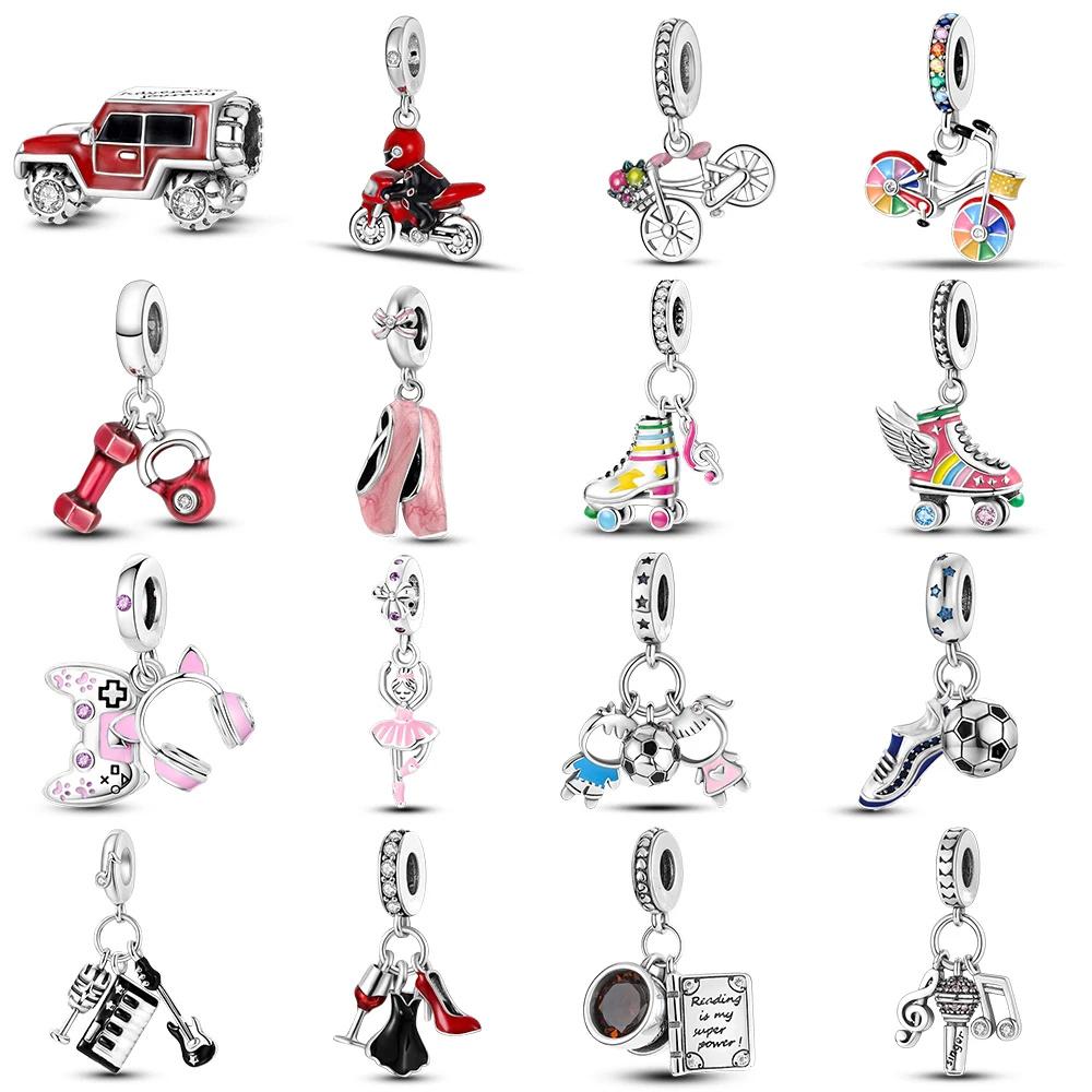 Copper Plated Sport Love Yoga Car Motorcycle Dangle Charm Beads Fit Original Bracelet Original Jewelry Making