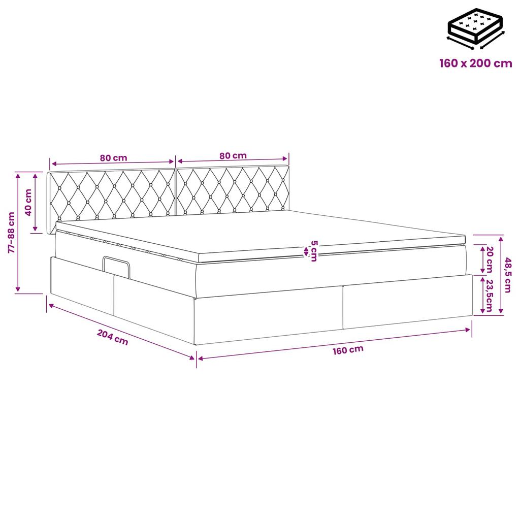 Storage Bed with Headboard Dark Grey 160 x 200 cm Velvet