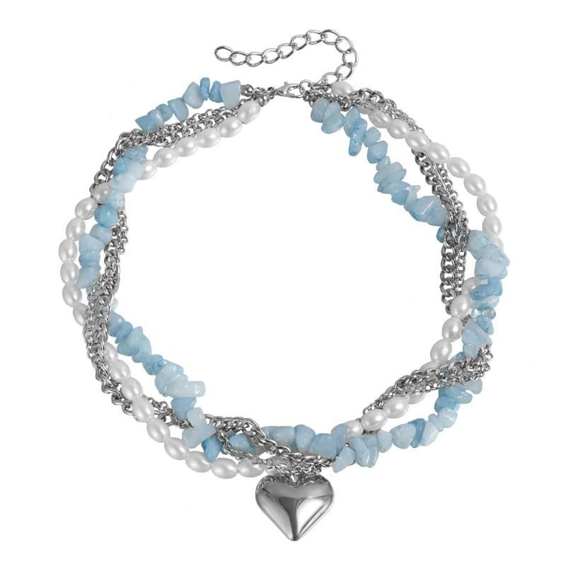 

Fashion Exaggerated Heart Pendant Necklaces for Women Creative Punk Pearl Stone Chain Choker Necklace Female Party Jewelry