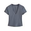 Deep V-neck Short-sleeved T-shirt Women's Summer New American Spice Girl Solid Color Slim-fitting and Thin Bottoming Shirt Sports Top