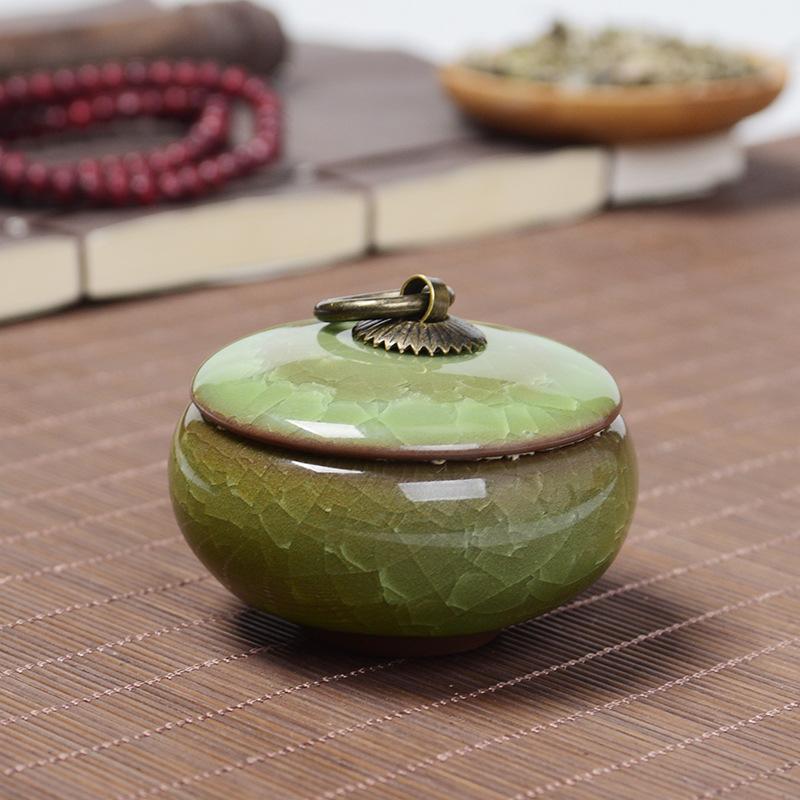 

Керамические мини-банки для чая с фиолетовым песком и потрескавшейся глазурью, чайные коробки, герметичные банки из гипса, шкатулки для украшений, банки для хранения, чайные аксессуары яблочный зеленый