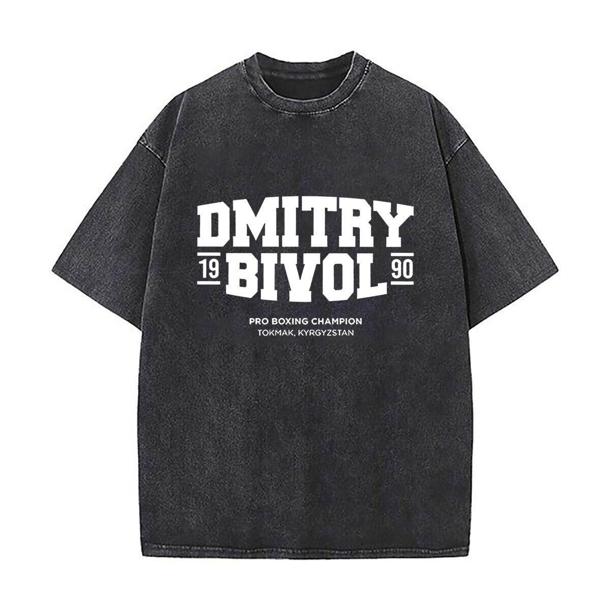 Dmitry Bivol with Bold Text Mens Summer Tshirt Cotton Vintage Washed TShirts S