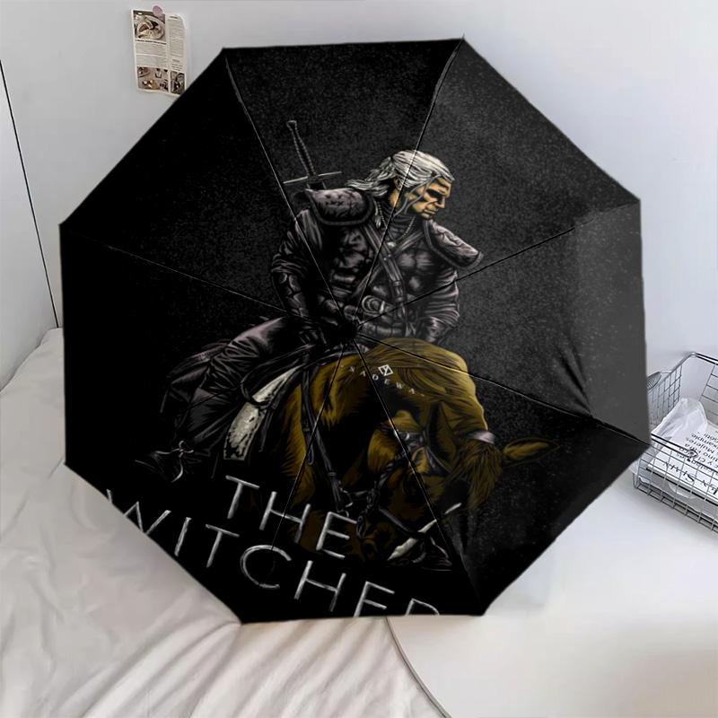Witcher: Dark Warrior Automatic Umbrella - Suitable Travel Outdoor Portable Umbrella Birthday Gift Daily Essentials