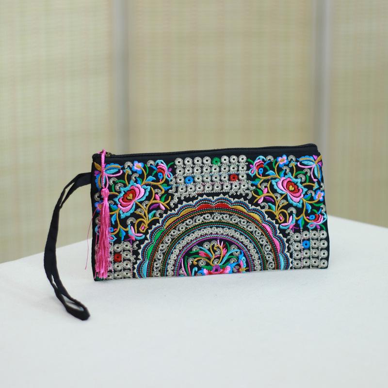 Ethnic Embroidery Satin Clutch and Wallet for Women