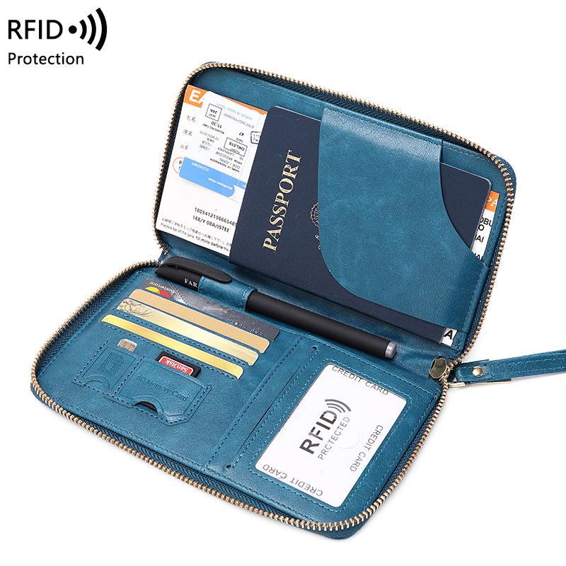 2025 RFID-Reisepasshülle & Ticket-Organizer: Stilvolle, multifunktionale Reisetasche mit Reißverschluss pfau blau