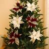Velvet Christmas Poinsettia 29cm Xmas Tree Ornaments Artificial Christmas Flower  Home Decoration