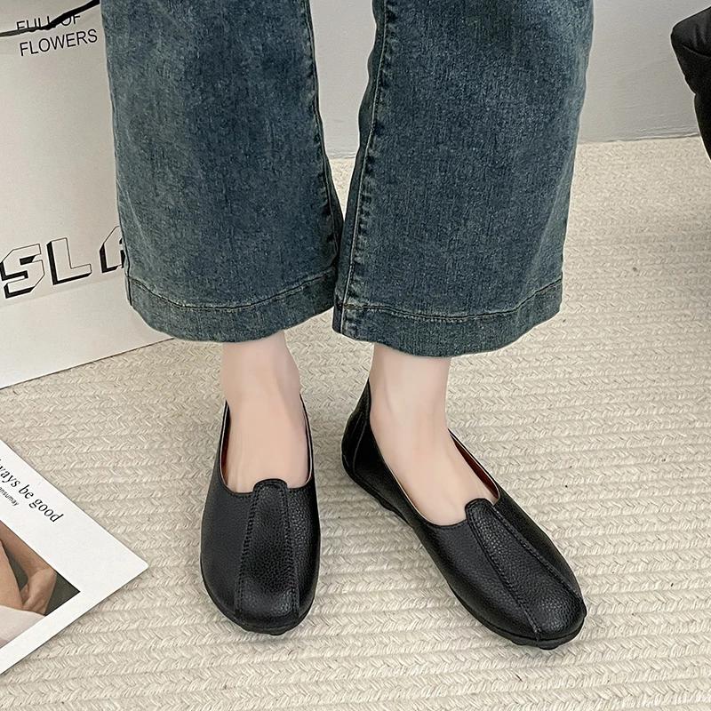 2024 High-quality Hot-selling Solid Color Non-lace-up Cuff Fashion Round-toe Shallow Slip-on Versatile Women's Shoes Zapatos