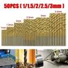 50Pcs Durable High Speed Steel Twist Drill Bit Universal Ti-plated Straight Shank Drill Titanium Coated Drill Bits