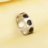 Different Style Silver Color Ring Black Oil Drop Open Adjustable Stainless Steel Rings For Women Men Accessories Enamel Jewelry