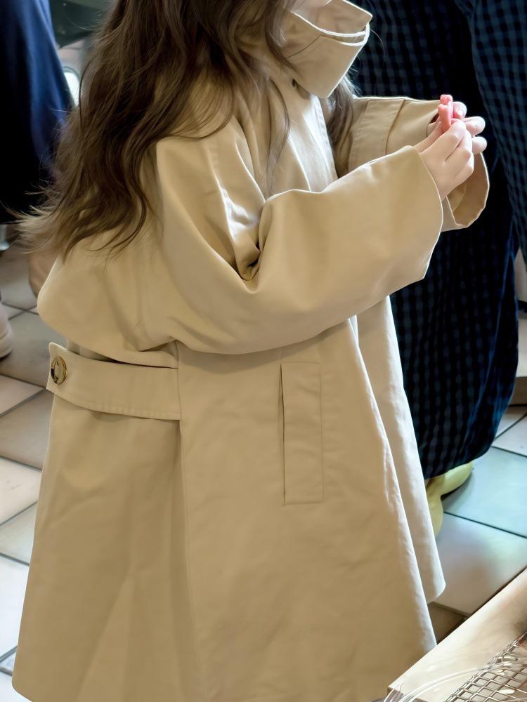 2025 British Style Mid-Length Windbreaker for Girls - Early Autumn Collection