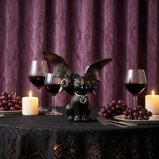 Resin Halloween Sculpture Witch Lantern, Gothic Ghoul Terrifying LED Night Light, Mysterious Accessory Waterproof Hell Reaper Spooky Tabletop Figurine