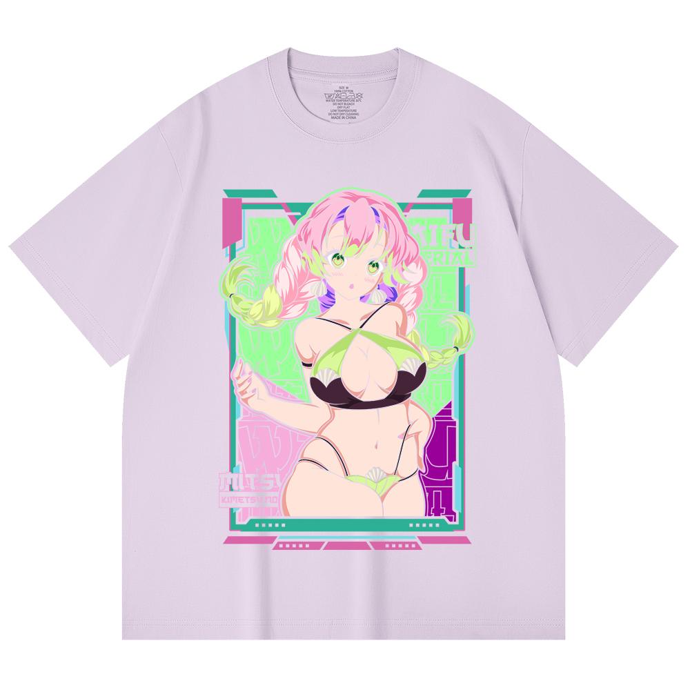 230 Gsm 100% Cotton Demon Slayer V53 Mitsuri Waifu Print Unisex Heavy Cotton T Shirt