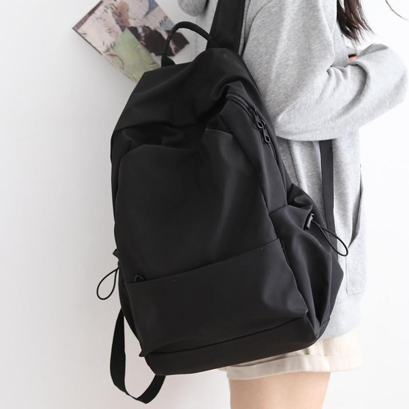 

Muj Japanese NR Mori Style Large Capacity Solid Color Backpack Female Korean Style All-Matching School Bag Male High School Backpack Female Black without pendant