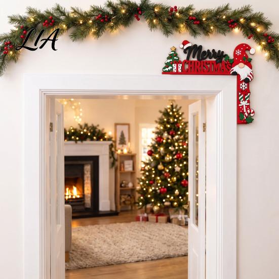 Wooden Door Frame Decor Christmas Corner Decor, Festive Gnome/Gingerbread House/Letter Sign, No Seasonal Art Drill Topper for Home Holiday Interior