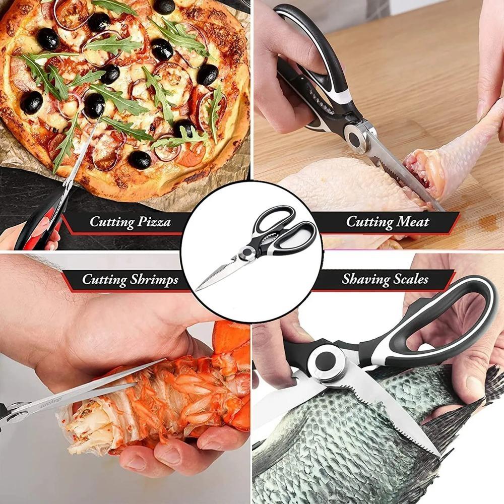 Scissors Stainless Steel Kitchen Household Bone Scissors Chicken Wings Fish Chopper Bottle Opener Clip Walnut Kitchen Tools