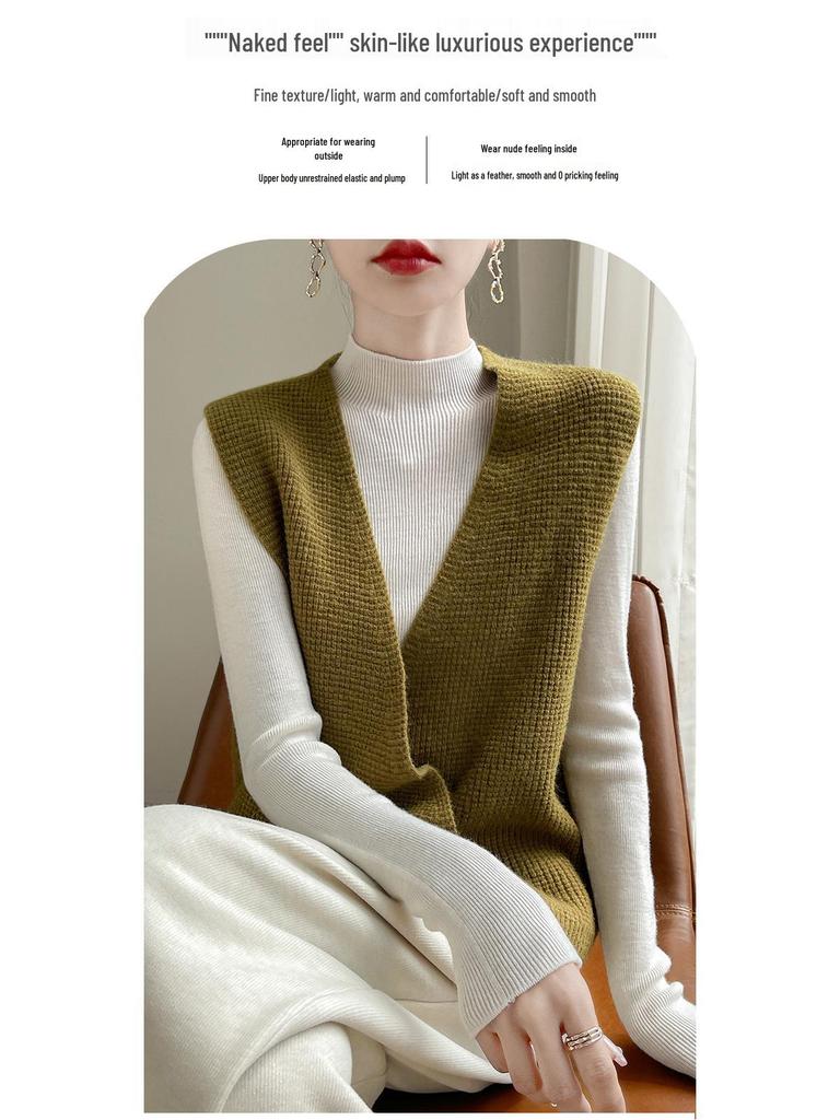 High-End Autumn Cross Placket Wool Cardigan Vest