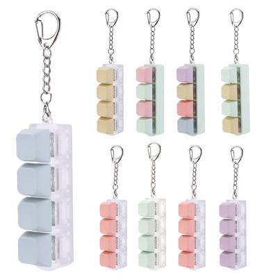 Keyboard Key Toy 4 Keys Keyboard Cap Fidget Toy Press Button Keycap Fidget Keychain Keyboard Clicker Toy for Adult Stress Relief